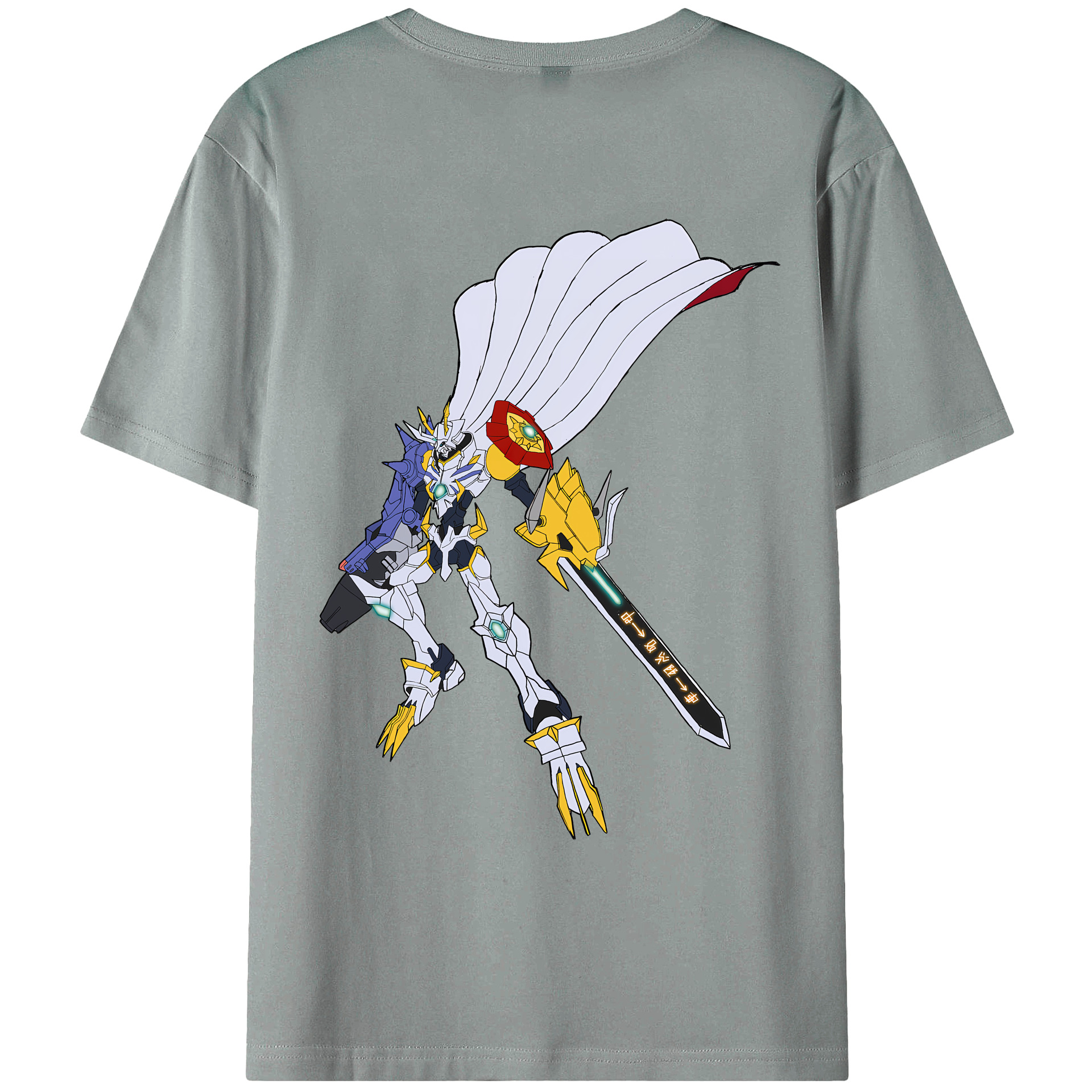 （画像用） Digimon デジタルモンスター/デジモン 綿100％ メンズ半袖Tシャツ（バックプリント） 通気性